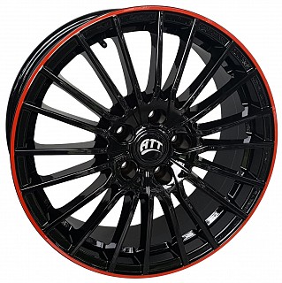 ATT 830 CC 18x8,0 5x112 ET 45 otwór 74,1 czarny + czerwona obwódka